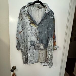 John Mark Casual Gray and Black Button Down Shirt. No tags but never worn, new